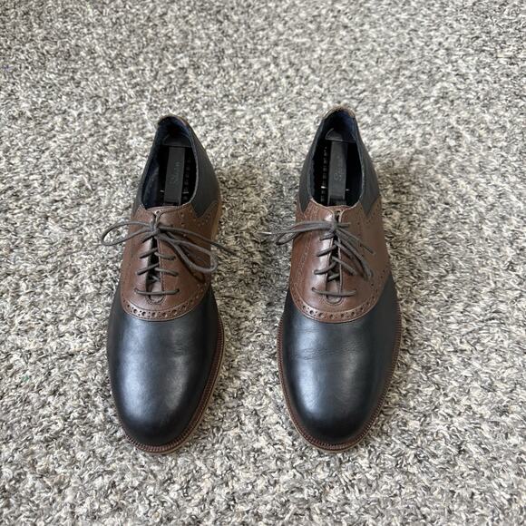 Cole Haan Carter Saddle Oxford Men\'s Size 9 M Wingtip Derby Shoes Black Brown main image 9